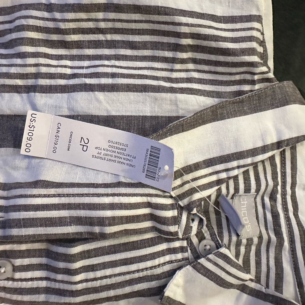Chico's Black and White Striped Blouse